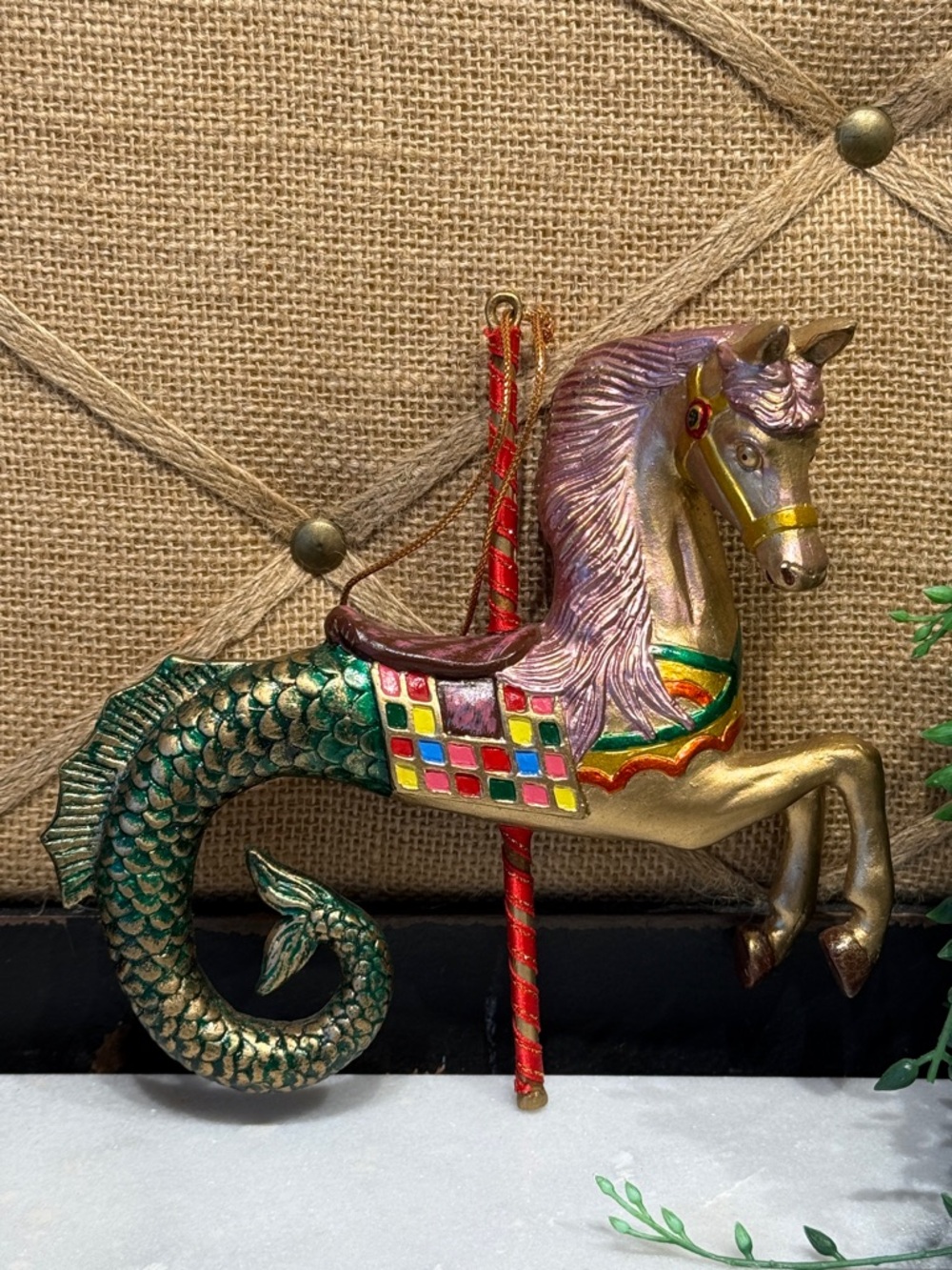Vintage Kurt Adler Mermaid Carousel Horse Ornament